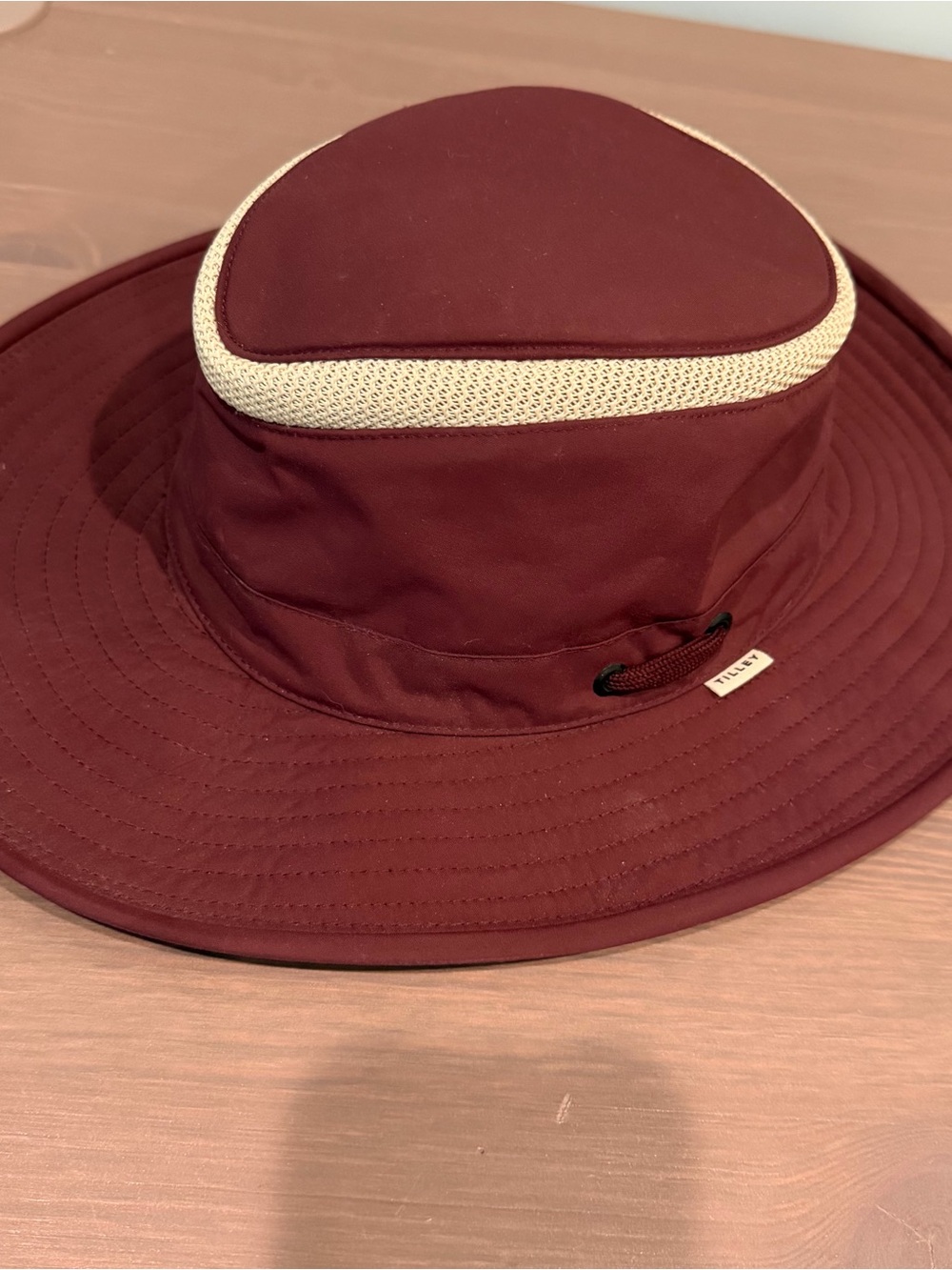 Tilley Airflo Broad Brim Hat Burgundy 100% Recycled Nylon UPF 50+ Large 7 3/8